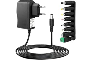 6V 2A Omvandlare Strömförsörjning AC 230V till DC 6V 5,5 x 2,1mm med 8 Anslutningar Laddningsadapter för 6V 2000 1500 1000 500mA Digital Blodtrycksmätare LED Kamera CCTV Router Leksakskonverterare
