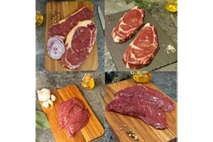 SELECTIV viandes d'exception I Boeuf Français : 2 steaks, 2 entrecôtes, 2 faux filets, 2 bavettes d'aloyau - 1,280kg - France