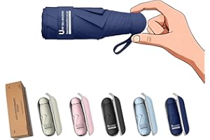 BAODINI Mini Travel Umbrella With Case Small Compact UV Umbrella Protection Sun Lightweight Tiny Pocket Umbrella
