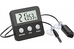 TFA Dostmann TERRACHECK Digitales Thermometer-Hygrometer zur Klimakontrolle in Terrarien (schwarz mit Batterie)