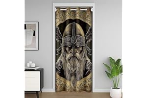 Loussiesd Wikinger Norwegisch Türvorhang 86x203cm Antike Wikinger Vorhang für Kinder Mädchen Jungs Vintage Exotic Tribe Dekor Isolierter Wärmevorhang Zimmer Dekor Zimmer Divider