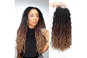 WIGENIUS Gypsy Faux Locs Wavy Crochet Hair 6 Packs 18 Inches Curly Soft Dreadlocks Passion Twists Hair Synthetic Goddess Nu Locs Crochet Braids Hair Extensions(T1B/30/27)