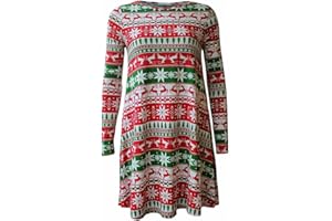 STAR FASHION GLOBAL LTD Womens Gingerbread Santa Snowman Xmas Flare Xmas Ladies Swing Dress Plus Size