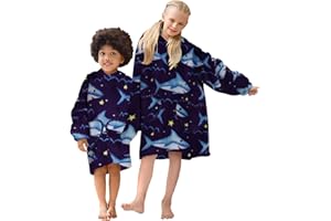 Adisputent Kids Blanket Hoodie Oversized Snuggle Blanket Sherpa Fleece Lined Blanket Hooded with Pockets Boys Girls Soft Cozy Fluffy Wearable Blanket 5-15 Years