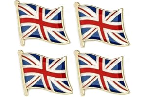 TANTO BADGES Set of 4 x Union Jack Badge Flag of United Kingdom Pin Badges