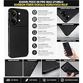 Xiaomi Poco X8 Pro Max ile Uyumlu Karbon Fiber Desenli Kamera Korumalı Premium Kılıf