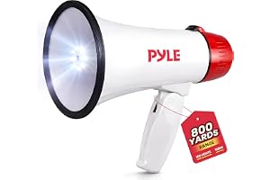 Pyle Megaphone Speaker PA Bullhorn - Built-in Siren & LED Lights - 30 Watts & Adjustable Vol. Control - for Football Soccer, Baseball Basketball Cheerleading Fans Coaches & Safety Drills (PMP37LED)