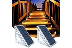 TOTHDATE 2er-Set Solar Treppenbeleuchtung Außen Warmweiß Licht, Solar Stufenleuchten Wegeleuchten IP67 Wasserdicht für Boden Veranda Dekor Hof Pfad Garten Gehwege