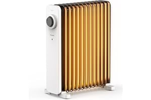 PELONIS 2500 W Radiador de aceite de bajo consumo, 13 costillas con termostato y 3 niveles de potencia, calefactor eléctrico con protección contra sobrecalentamiento para dormitorio, oficina