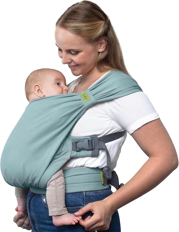 Boba Bliss Portabebés Recién Nacidos y Niños Pequeños, Mochila Portabebés Ergonómica, Fular Portabebé 2 en 1, Canguro para Bebé sin Ataduras, Fular Portabebé Suave y Elástico, 3-15kg (Sea Mist)