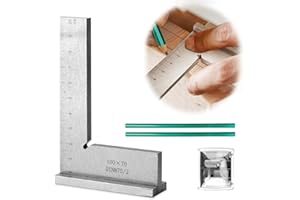 HEDMON Schlosserwinkel mit Anschlag 90° Anschlagwinkel Metall Klein 100 x 70mm Zimmermannswinkel Dick mit Messskala Schlosserwinkel für Präzise Arbeiten im Metallbau und Holzbearbeitung