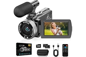 ZIMOCE Videokamera 4K Camcorder 48MP, 18X Digital Zoom Video Camera 3.0'' 270° Rotation Screen Vlogging Kamera für YouTube Tiktok, Vlog Camera mit Mikrofon, Fernbedienung, 32GB Karte, 2 Batterien