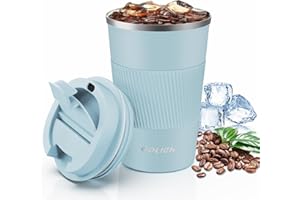 Aolieh Kubek podróżny, izolowany kubek do kawy, kubek podróżny z podwójnymi ściankami, izolacja próżniowa ze stali nierdzewnej z szczelną pokrywką, ekologiczny kubek wielokrotnego użytku do kawy,