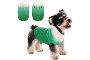 CITÉTOILE Warme Winter Hund Pullover, Weiche und Bequeme Gestrickte Hundemantel, Turtleneck Haustier Kleidung für das Kalte Wetter, Farbverlauf eingestellt für Kleine Mittlere Haustiere, Grün, M