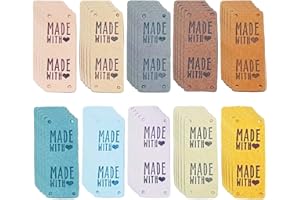 COACOM 50 Etiquetas Hechas a Mano, Prácticas para Personalizar, Cosidas, Únicas de Cuero para Decoración de Ropa y Zapatos