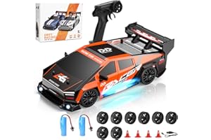 Sentasi RC Drift Car,Ferngesteuertes Auto Drift,1:24 RC Drift-Rennfahrzeug 4WD,High Speed Sportmodell mit LED & Ersatzreifen,30Mins Laufzeit Für für Erwachsene Kinder(Orange)