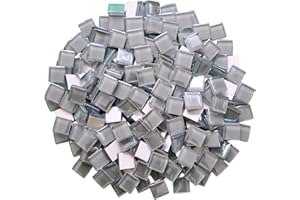 Yuvori Schillernde quadratische Glasmosaikfliesen, 1,5 cm, 0,5 kg, DIY, Bilderrahmen, Badewannen, Untersetzer, Vasen, Innendekoration (Dunkelgrau)