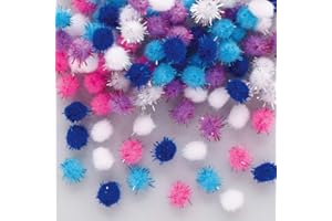 Baker Ross AX432 Pompons À Paillettes Autocollants D’Hiver - Paquet De 150, Embellissements Artisanaux, Idéal Pour Les Projets D'Art Et D'Artisanat De Noël