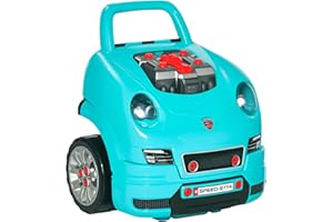 HOMCOM Kids Truck Engine Toy Set Toddler Educational Car Service Station w/RC Car Key Steering Wheel Horn Light, Mechanic Gifts for Ages 3-5 Years - Teal