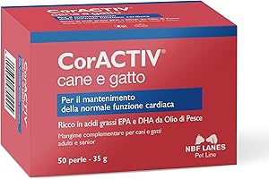 NBF Lanes | CorACTIV Cane e Gatto, 50 Perle Appetibili, per il Mantenimento della Normale Funzione Cardiaca di Cani e Gatti Adulti e Senior