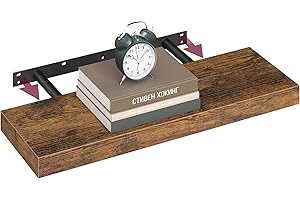 VASAGLE Estante de Pared, Estante Flotante, 20 x 60 x 3,8 cm, Balda de Pared para Marcos de Fotos, Decoración, para Salón, Estudio, Cocina, Marrón Rústico LWS26BX