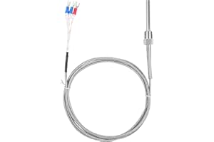 Waterproof RTD PT100 Temperature Sensor - Jaybva Stainless Steel 3 Wire Thermistor Probe for PID Temperature Controller NPT 1/4" Inch Pipe Thread with Insulation Lead Shield Wire 0~500C