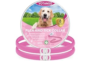 YOTANGO Colliers Anti-Puces pour Chiens, Collier Anti Puces Chien Imperméable, Réglable Collier Anti Puces pour Chien - 8 Mois de Protection Naturelle Contre Les Puces pour Chiots et Grands Chiens-Rose 2Pcs