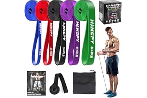 HANSPY Widerstandsbänder Set Fitnessbänder 5 Stufen Klimmzugbänder für Männer und Frauen Fitness Übungsbänder für Krafttraining, Heimgymnastik, Physiotherapie, Yoga, Klimmzug-Hilfsbänder mit Türanker