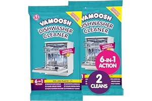 Vamoosh 6 in 1 Dishwasher Cleaner 2 x Cleans - Deep Cleaner, Limescale Remover, Odour Eliminator, Grease Remover - Deep Clean Performance, Less Plastic, Citric Acid