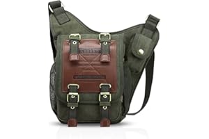 FANDARE Vintage Sac Bandoulière Sling Bag Ecole Voyages Hommes Femmes Messenger Sacs à Dos Petit Sac de Poitrine Toile Vert