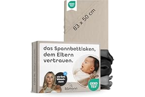‎SÄMANN Sämann® Jersey Fitted Sheet 83 x 50 cm for Bassinet and Cradle, Natural Cotton