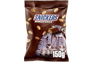 Snickers Miniatures Original Chocolate 150 g, Chocolate Bag, Milk with Roasted Peanuts, Nougat and Caramel