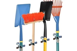 MANOKY Shovel Holder Wall Mount Outdoor 10 Pack - Garden Yard Tool Organizer for Garage - Shed Organizers and Storage Hooks - Rake Rack - Tool Holder and Hanger - Hardware Included