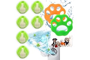 ISSIMOBER Attrape Poils Machine a Laver, 6 Boule De Lavage Machine a Laver Et 2 Attrape Poil Machine a Laver à Laver Pour Attraper Les Poils D'animaux, Boule Anti Poils Machine a Laver, Réutilisable Dans Le Sèc