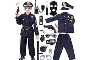 HaoVrisn Costume d'agent de police pour enfant, ensemble de 15 pièces de carnaval pour enfant