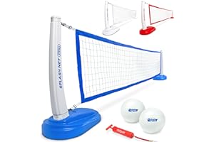 GoSports Splash Net Pro Filet de Volleyball pour Piscine avec 2 Ballons de Volleyball et Pompe, Blanc, Rouge ou Bleu
