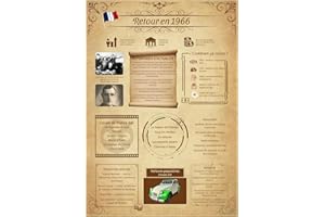 Tomalithic Affiche Retour en 1966, Carte Originale et Décoration de Table Anniversaire,Idée Créative de Cadeau Anniversaire 59Ans pour Femme et Homme[A4 Sans Cadre]