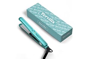 ‎TERVIIIX Terviiix Mini-Haarglätter, Keramik-Mini-Glätteisen für kurzes Haar/Locken, Pony, leicht und tragbar, kleine Glätteisen, weltweite Spannung für Reisen, Aufbewahrungstasche, blau