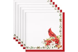 Arquiel Servilletas de Navidad Tela de Cocina, Servilletas de 4 de Tela 100% Algodón Pájaro Flor de Navidad Suaves Cómodas Lavables Servilletas de Mesa para Cenas Familiares, Festival