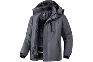 Wantdo Chaqueta de Esquí de Montaña para Hombre Abrigo de Invierno Impermeable con Capucha Cazadora de Snowboard Cálida Chaqueta al Aire Libre Antiviento Hombres