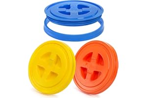 Hacaroa 3 Pieces 5 Gallon Bucket Lids, 30 cm Plastic Screw Top Seal Lids, Leak-proof Reusable Bucket Twist Lids Caps for Pet Food, Grain, Paint Storage Buckets, 3 Colors