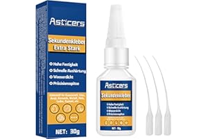 ASTICERS Sekundenkleber Extra Stark, Wasserfester und Hitzebeständiger Superkleber, kleber Extra Stark für Alles zum Schnellen und Präzisen Verkleben von Kunststoffen, Glas (Sekundenkleber 30g*1)