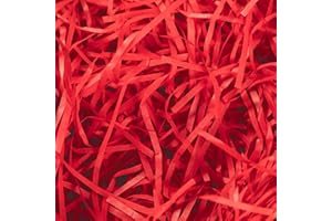 KYEDGC 200g Red Hamper Stuffing Filler, Red Shredded Tissue Paper, Raffia DIY Hamper Filling Filler Glitter Paper Shreds Box Basket Filling Grass Craft Ribbon for Birthday Party Supplies Easter Baskets