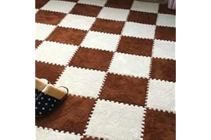 WMYYLX 10/20 piastrelle in schiuma a incastro per tappeti, 30 x 30 cm, con bordo per soggiorno/camera da letto (10 pezzi marrone+10 pezzi bianchi)