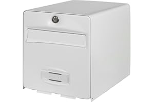 BURG-WÄCHTER Boîte aux Lettres Agréée La Poste, 1 Porte, 508 BL BALthazar, Blanc, en Acier Galvanisé, Avec Porte à Ouverture Totale et Stop-Courrier (Porte bloquée à 120°)