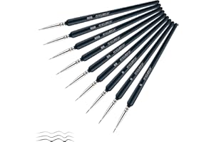 K-MUSCULO OVISEEN Détail Pinceau, 9 pcs Peinture Pinceaux pour Acrylique Huile Aquarelle Nail Art Pinceau de Détail Ensemble (0, 00 et 000)