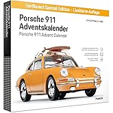FRANZIS 67299 - Porsche 911 Sonderedition Surfbrett Adventskalender - Modellbausatz im Maßstab 1:43, inkl. Soundmodul und 52-