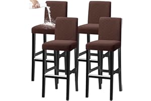 KELUINA Bar Hocker Abdeckungen, Stretch Abnehmbare Waschbare Slipcover für Kurze Dreh Dinning Stuhl Rücken Bar Hocker (Braun, 4er-Set)