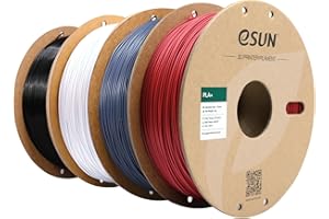 eSUN PLA+ filamento 1,75 mm, filamento per stampante 3D PLA Plus, 1 kg per bobina, 4 bobine di filamento di stampa 3D per stampante 3D, Rosso Fuoco+Grigio+Bianco Freddo+Nero