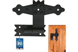 KOTARBAU® Bisagra central, Herraje para contraventanas, puertas y portones, Bisaga decorativa 160 mm, Bisagras para contraventanas de madera, Bisagra negra, Bisagra para atornillar